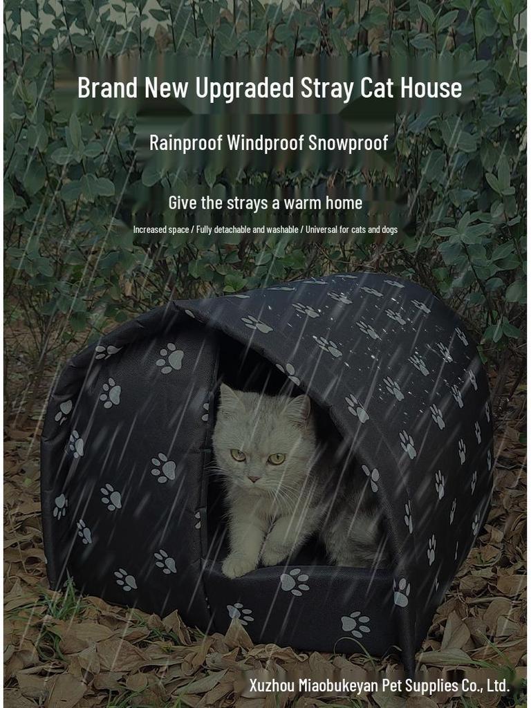 Outdoor Winter Warm Cat & Dog House: Oxford Cloth Shelter with Sun & Rain Protection