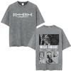 Vintage Washed Anime Death Note Ryuk Yagami Light LLawliet T Shirts Mens Women Cotton Tee Shirt Fashion Short Sleeve Tshirts