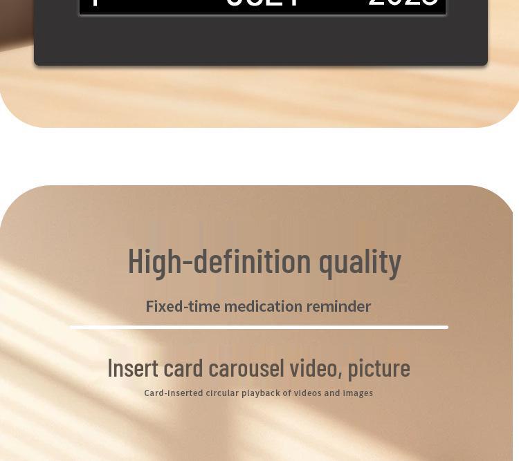 7-Inch Digital Clock with Large Font, Calendar, Alarm, Medication Reminder, Multilingual Settings