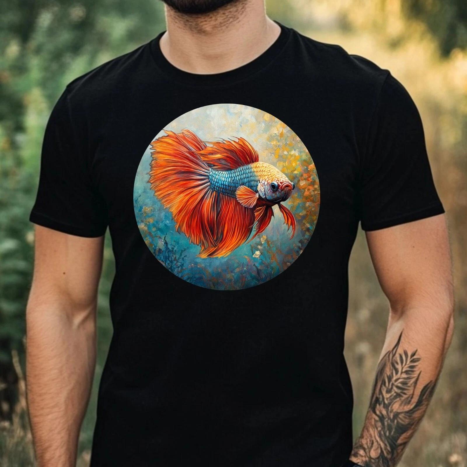 T-Shirt Herren Kampffisch Portrait Motiv Baumwolle Größe XS bis 5XL XXXXL