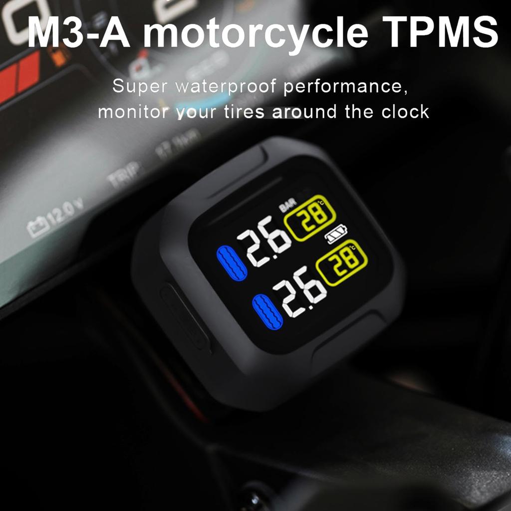 Kabelloses Motorrad-TPMS, Kabelloses TPMS für Motorräder - Kabelloses TPMS Solar-USB Reifendruck