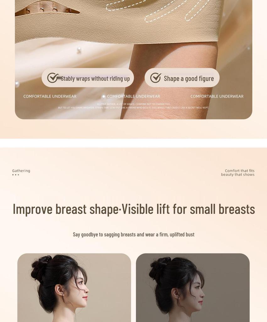 Seamless Hollow Lace Wireless Push-Up Bra for Women - Breathable, Comfortable, One-Piece Design for Small Breasts, Perfect for Summer.