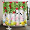 Spring Easter Shower Curtain Happy Rabbit Bunny Eggs Flower Garden Floral Holiday Waterproof Bathroom Shower Curtain With Hooks