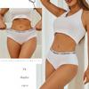 FINETOO 4PCS/Set Women Cotton Panties Sexy Low Rise Elastic Briefs Letter Straps Underwear Girl Solid Color Sports Panties Soft Lingerie