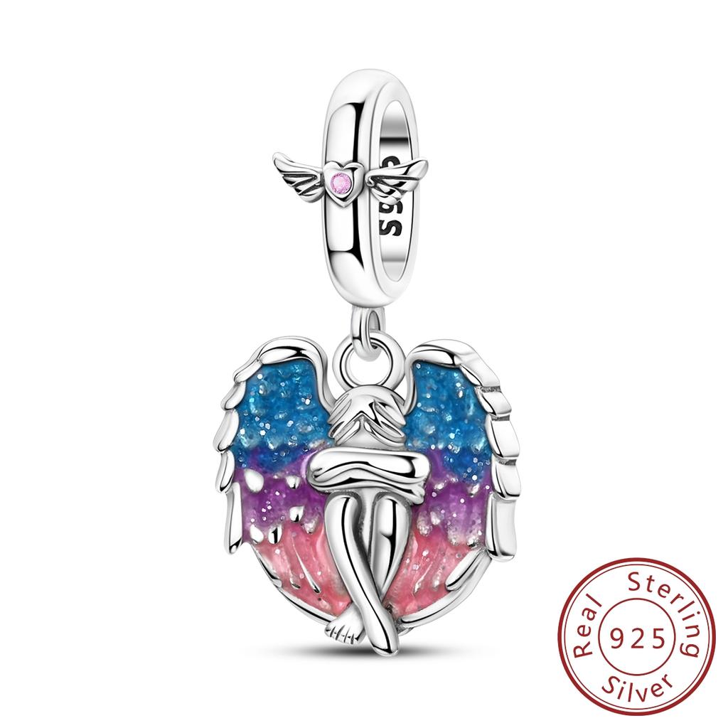 Real Copper Charm Fit Bracelet Bead Diy Original Pendant Butterfly Angel Cat Woman Jewelry