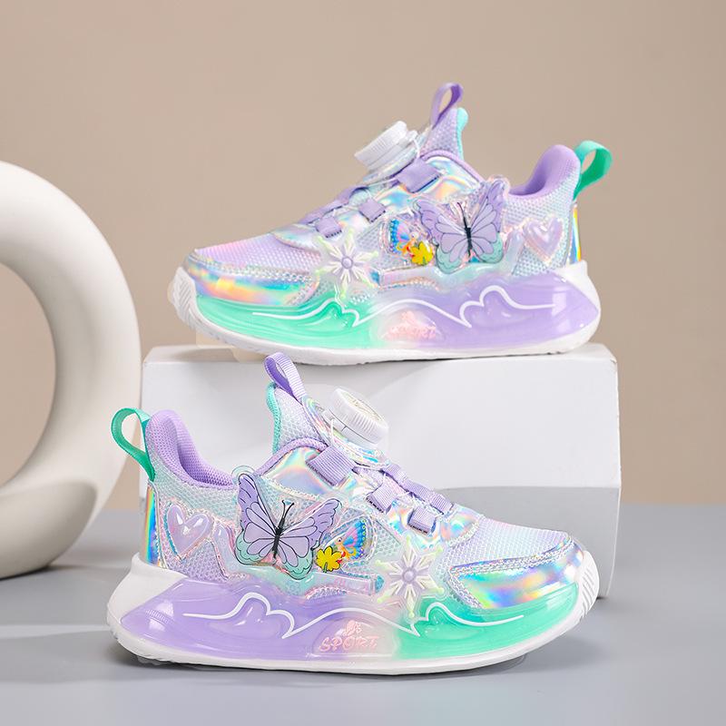 Girls' 2025 Spring Cartoon Mesh Sports Shoes - Breathable & Soft Sole for Kids
