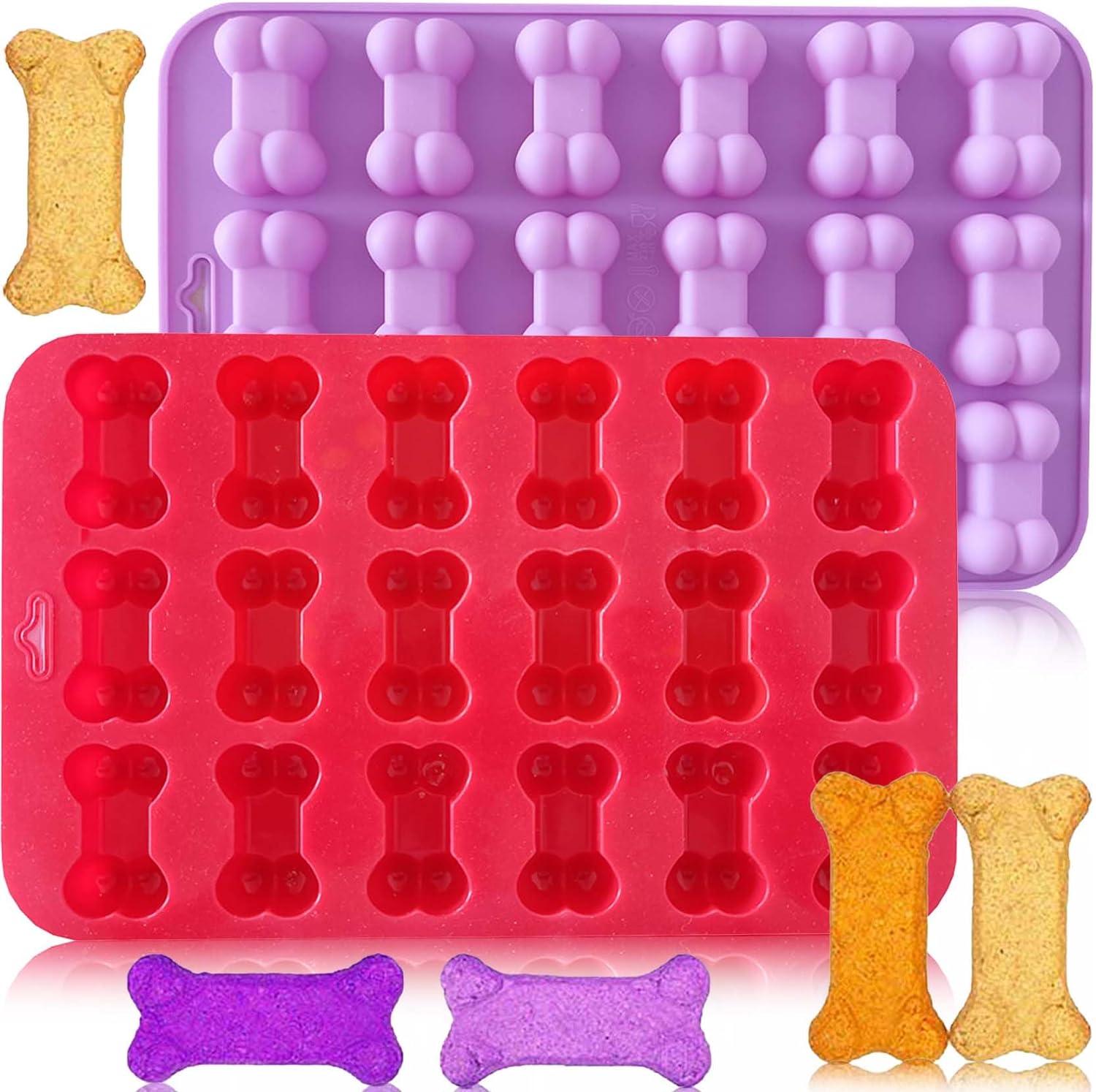 2-piece silicone mold dog bone mold, non-stick food grade silicone mold, silicone dog treat mold, bone mold silicone mold baking