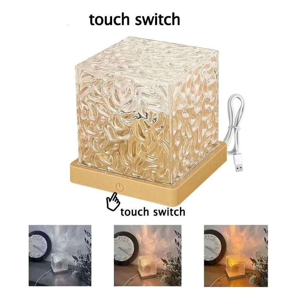 Remote Control Water Ripple Lamp RGB Color Changing Cube Atmosphere Lamp Bedroom Night Light