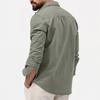 Men's Multi-Pocket Casual Long Sleeve Shirt for Men