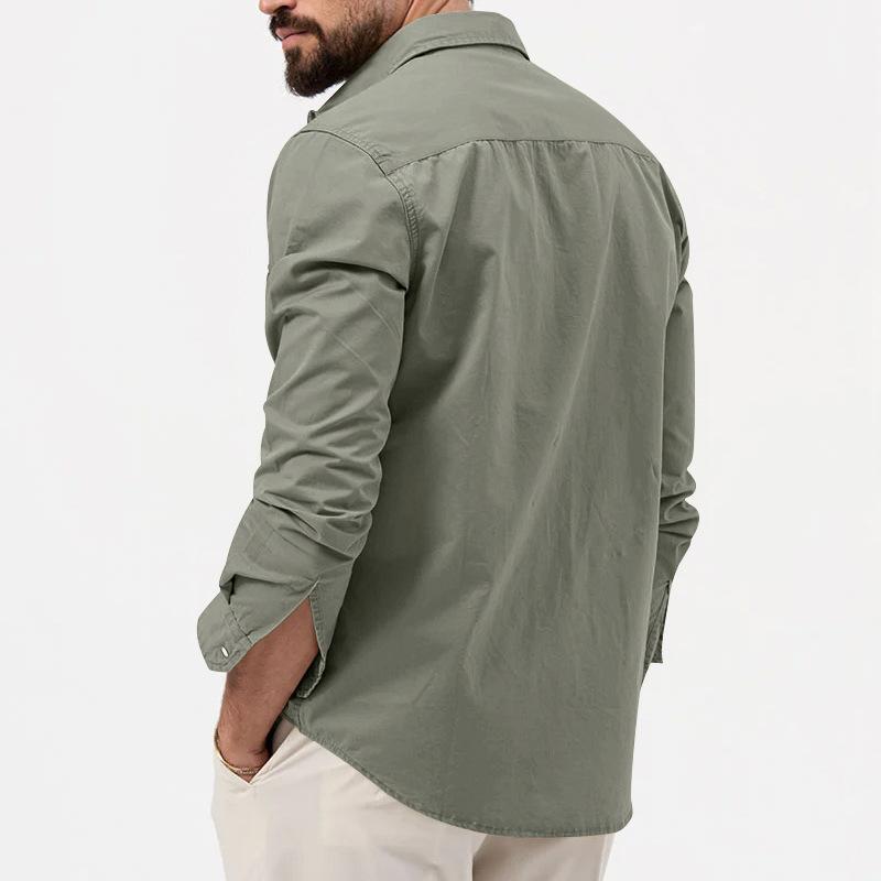 Men's Multi-Pocket Casual Long Sleeve Shirt for Men