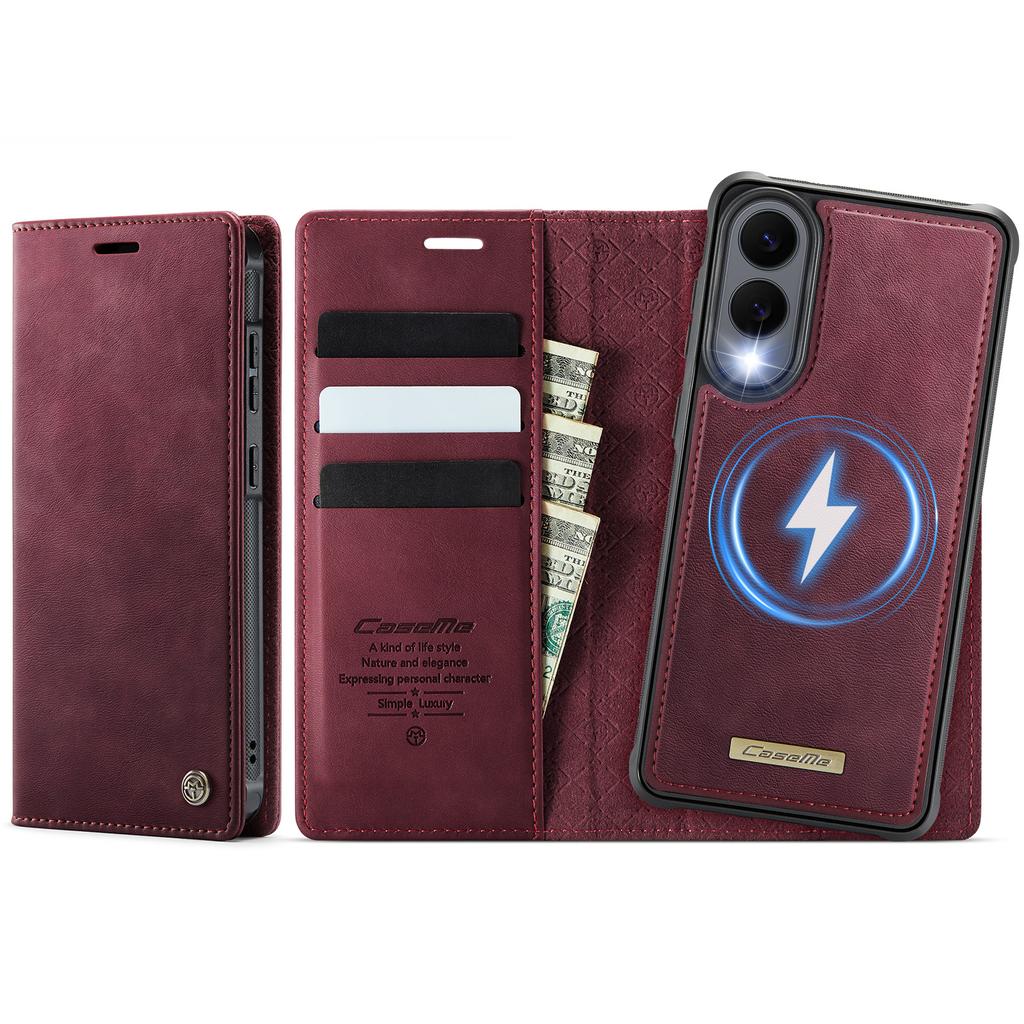 Für Samsung Galaxy S25 Edge Case CASEME C49 Magnetisches Case RFID-blockierend Abnehmbares Portemonnaie Leder Handyhülle