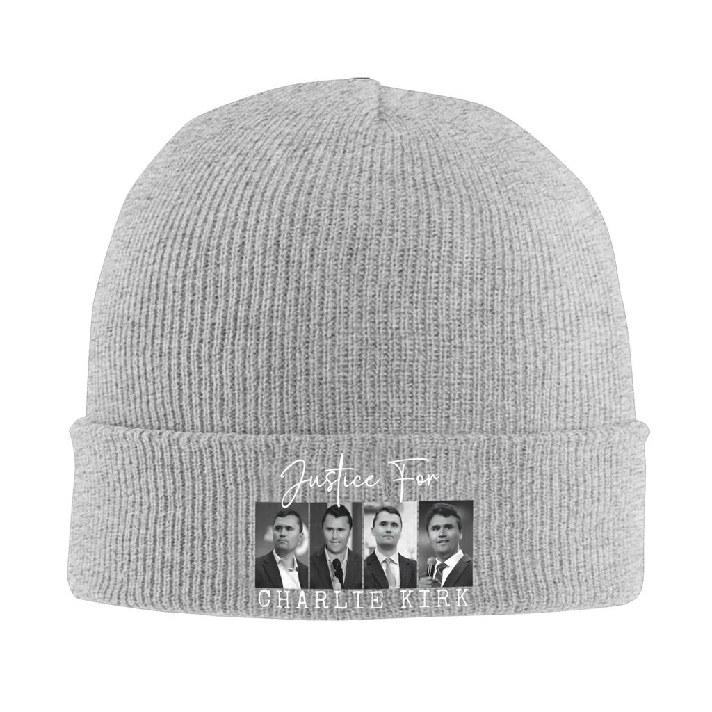 Justice For Charlie Kirk Beanie Hats Knitted Hat Men Women Trendy Thermal Elastic Caps Autumn Outdoor Sport Graphic Bonnet Hats