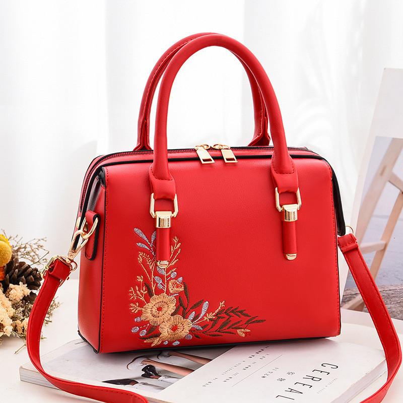 Style Pu Handbag With Embroidered Flowers For Daily Fashion And Casual Outings
