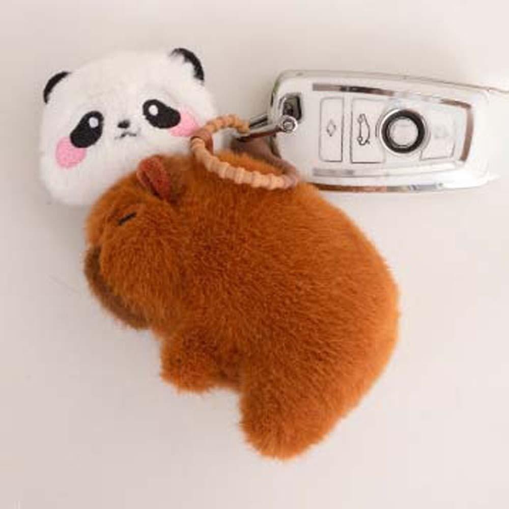 Key Ring Pulling Rope Capybara Dolls Soft Cartoon Capybara Keychain Plush Animal Pendant  Girls