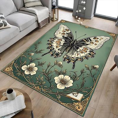 1PC Butterfly Flowers Extra Large Non Slip Floor Carpet, Office, Family, Bedroom, Studio   Large Area Rug Indoor Rugs, , Vibrant Colors