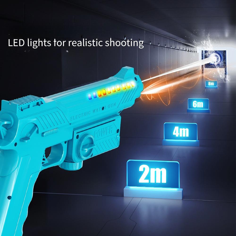 Letni elektryczny pistolet na wodę dla dzieci, wysokie ciśnienie, świecący, w pełni automatyczny, ciągły strzał, duża pojemność, blaster wodny