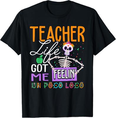 Teacher Skeleton Graphic Tee Funny Teacher Apparel Cotton T-Shirt