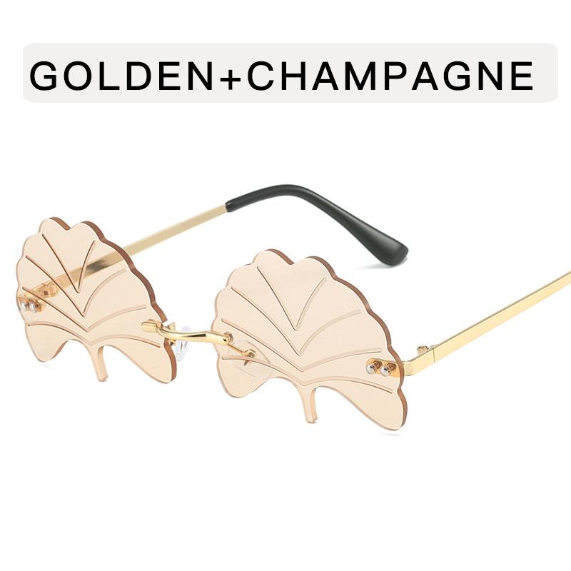 Leaf Shape Women Sunglasses Rimless Hip Hop Style New Stylish Sun Glasses Men European American Women's Sunglasses