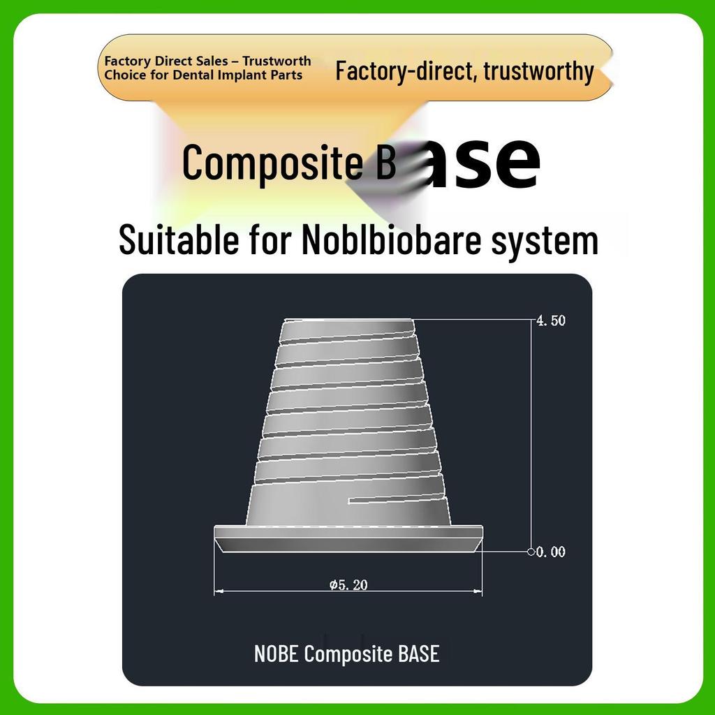 Nobel Biocare Compatible TiBase Titanium Dental Implant Abutment with Transfer Post Protection Cap
