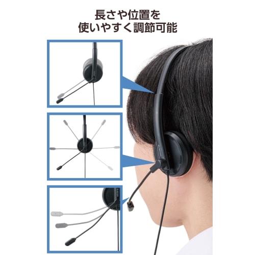 ELECOM Headset 4 Pole 3.5mm Noise Canceling Unidirectional Light Wired Headphones with Microphone Long Time Web Conference Telework Black HS-HP06STBK