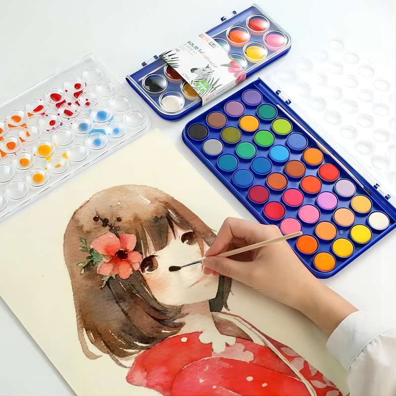 Solid Watercolor Paint Water Powder Pigment School Supplies Portable Gouache Paint Set 12/16/28/36Colors Draw Art 661
