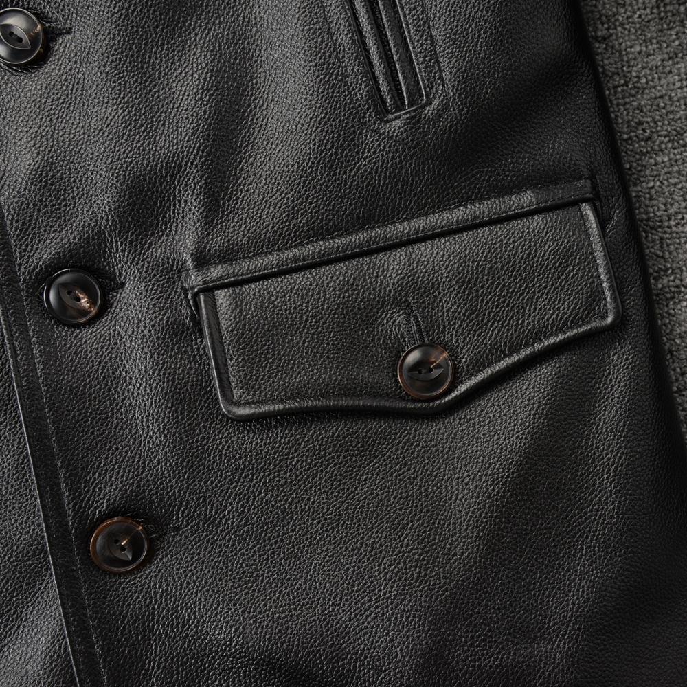 Casual Men Jacket Genuine Cow Leather Coat Black Real Cowhide Coat Slim Fit Spring Autumn