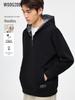 WOOG2005 Men's Black Patchwork Hooded Half-Zip Sweatshirt, 2025 Autumn/Winter, Slightly Loose Casual Style