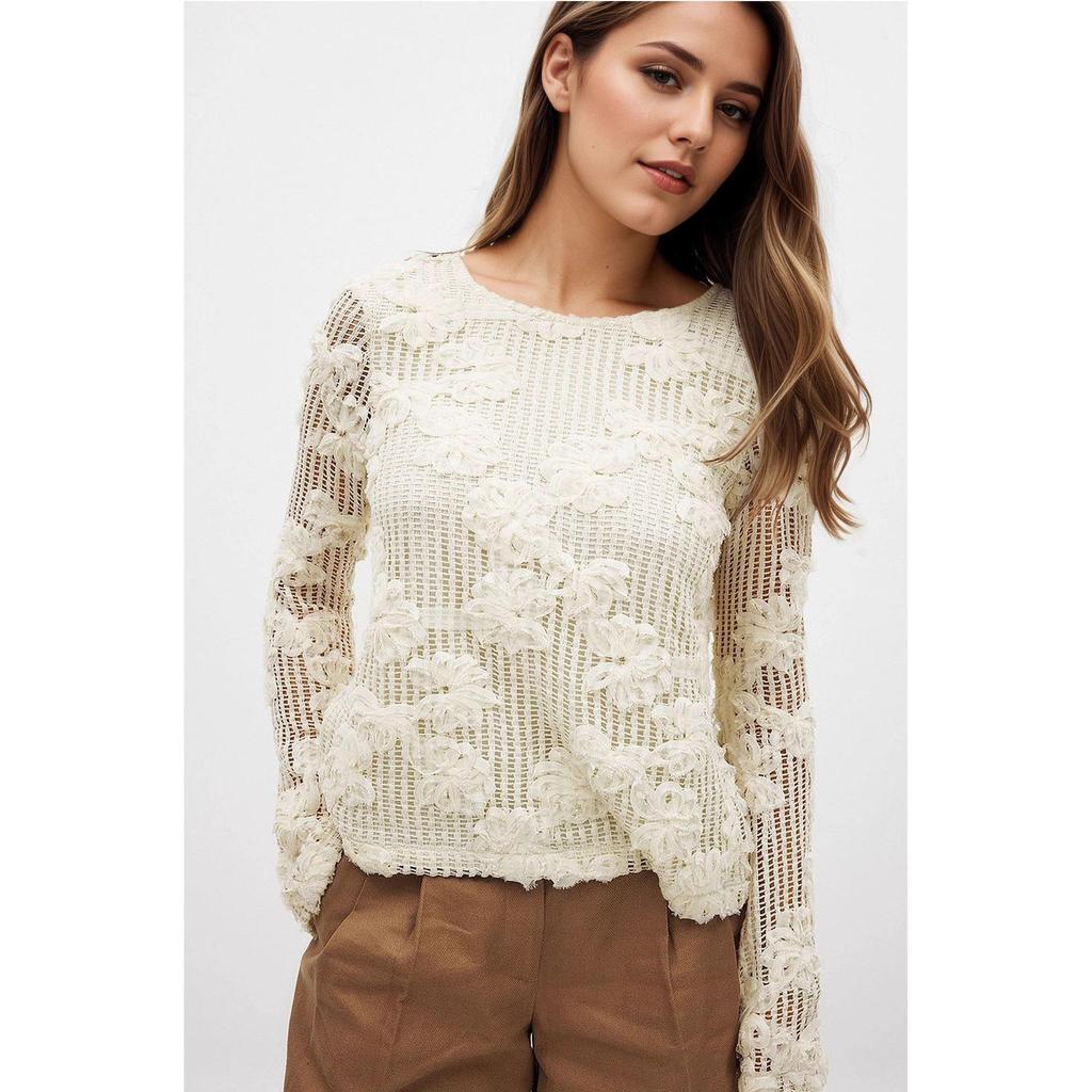 European and American High-End Hollow Crochet Knitwear: Women's New Long-Sleeved Autumn 2025 Top