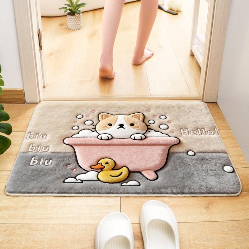 Cute Cartoon Animal Floor Mat Quick drying Non slip Foot Mat Entrance Soft Water absorbing Door Mat Home Decoration