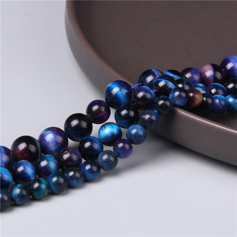 Natural Stone Multicolor Tiger Eye Round Loose Spacer Gem Stone Beads For Jewelry Making 6 8 10 mm DIY Bracelet Accessories 15''