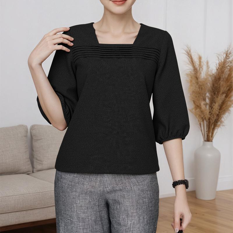 ZANZEA Blouse d'été décontractée à col carré pour femme, ample, manches 3/4