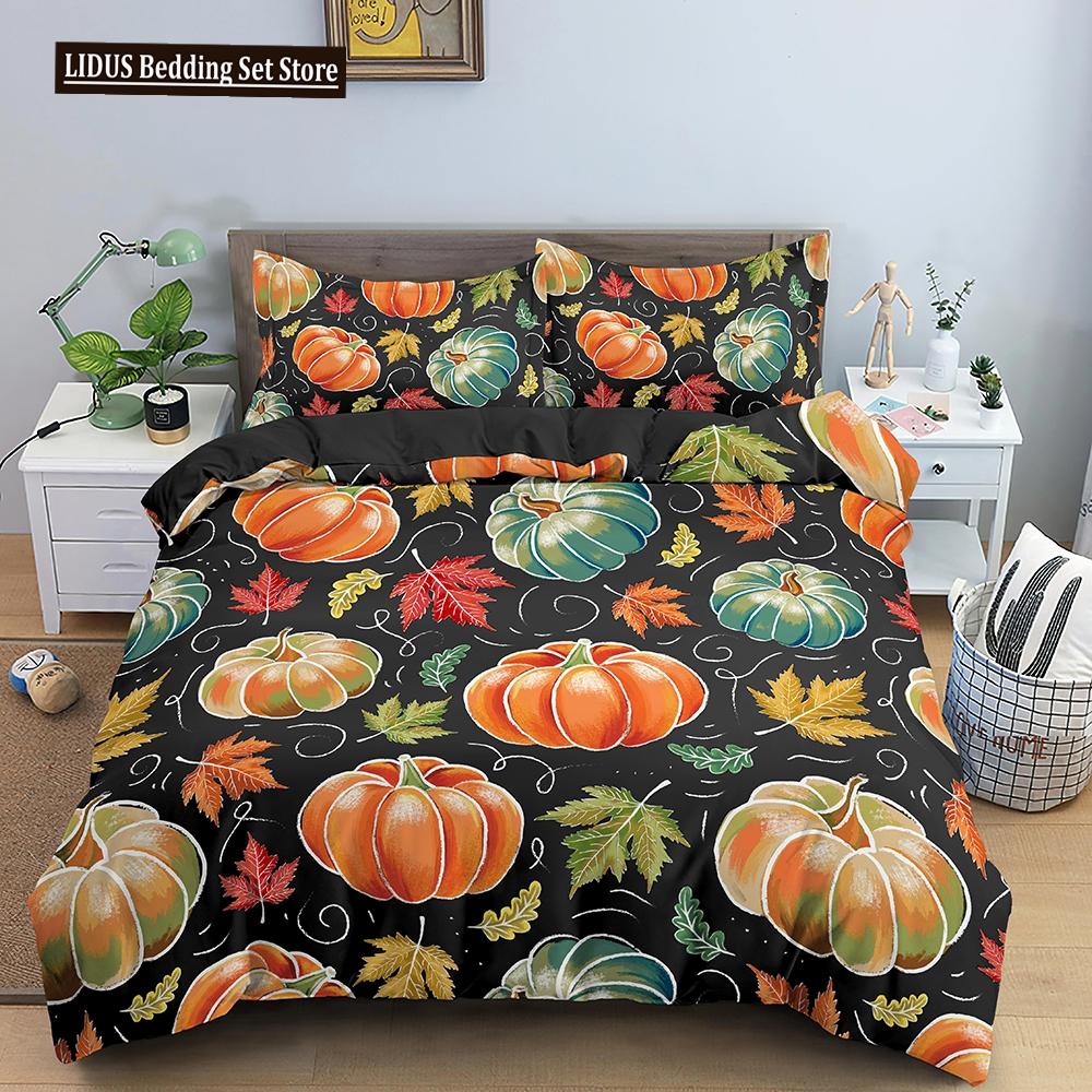 

Пододеяльник на Хэллоуин, мультяшный тыквенный фонарь, постельное белье, привидение, пододеяльник для детей, мальчиков и девочек, подарок на Хэллоуин, декор комнаты, 3 шт. постельных принадлежностей EU single(135x200cm)