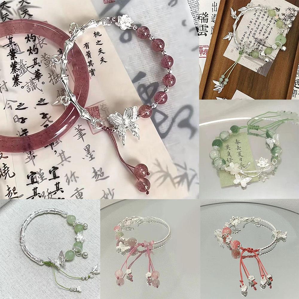 Brățară cu Mărgele de Sticlă Lanț cu Pandantiv Mărgele Norocoase Împletit Brățară din Aliaj Pandantiv Cadou Brățară Elastică Stil Chinezesc Bijuterii pentru Încheietură