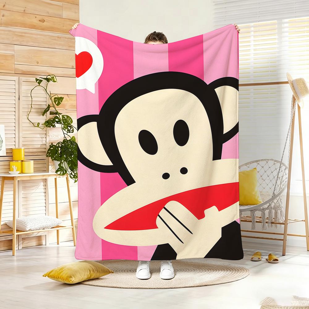 Art Illustration P-Paul Frank Throw Lightweight 240g Flannel Blanket Soft Skin-friendly for Summer Cooling