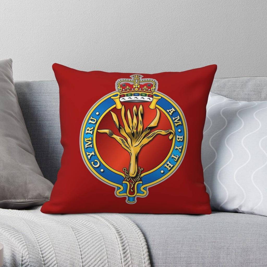 Welsh Guards Square Pillowcase Polyester Linen Velvet Printed Zip Decorative Pillow Case Sofa Seater Cushion Cover
