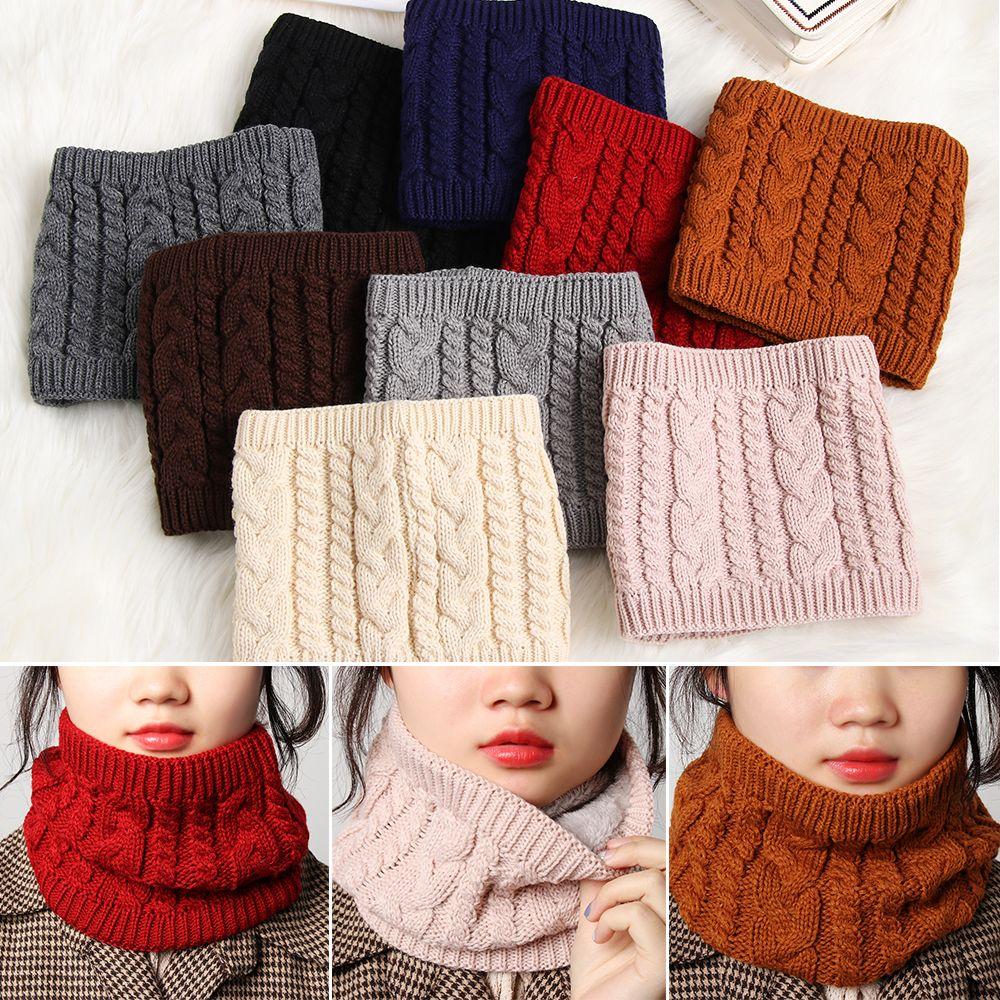 Cable Collar  Cowl Go Out Wrap Neck Warmer Circle Brushed Knit Loop Snood Shawl Thicken Scarf