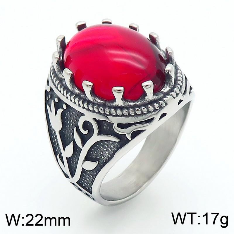 Source Retro Viking Jewelry, Palace Style Luxury Gemstone Engraved Stainless Steel Men'S Ring