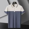 Summer Men Ice Silk Thin Polo Shirt Panelled Lapel Button Embroidery Korean Casual Loose Fashion Versatile Short Sleeve Top