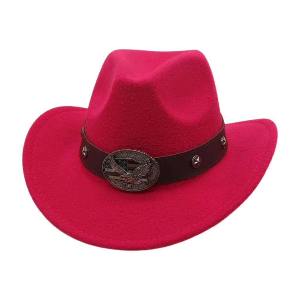Rolled Brim Ethnic Style Decorative Design Felt Hat Western Cowboy Top Hat