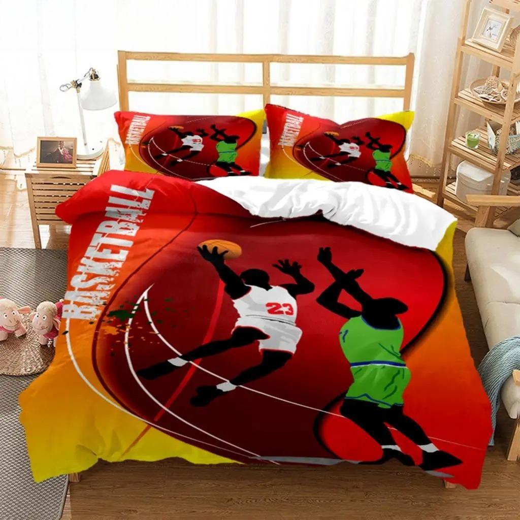3D Gedrucktes Basketball Bettwäsche Set Basketball Bettbezug Doppel Einzel Voll Queen King Erwachsene Kinder Bettwäsche Bettdeckenbezug