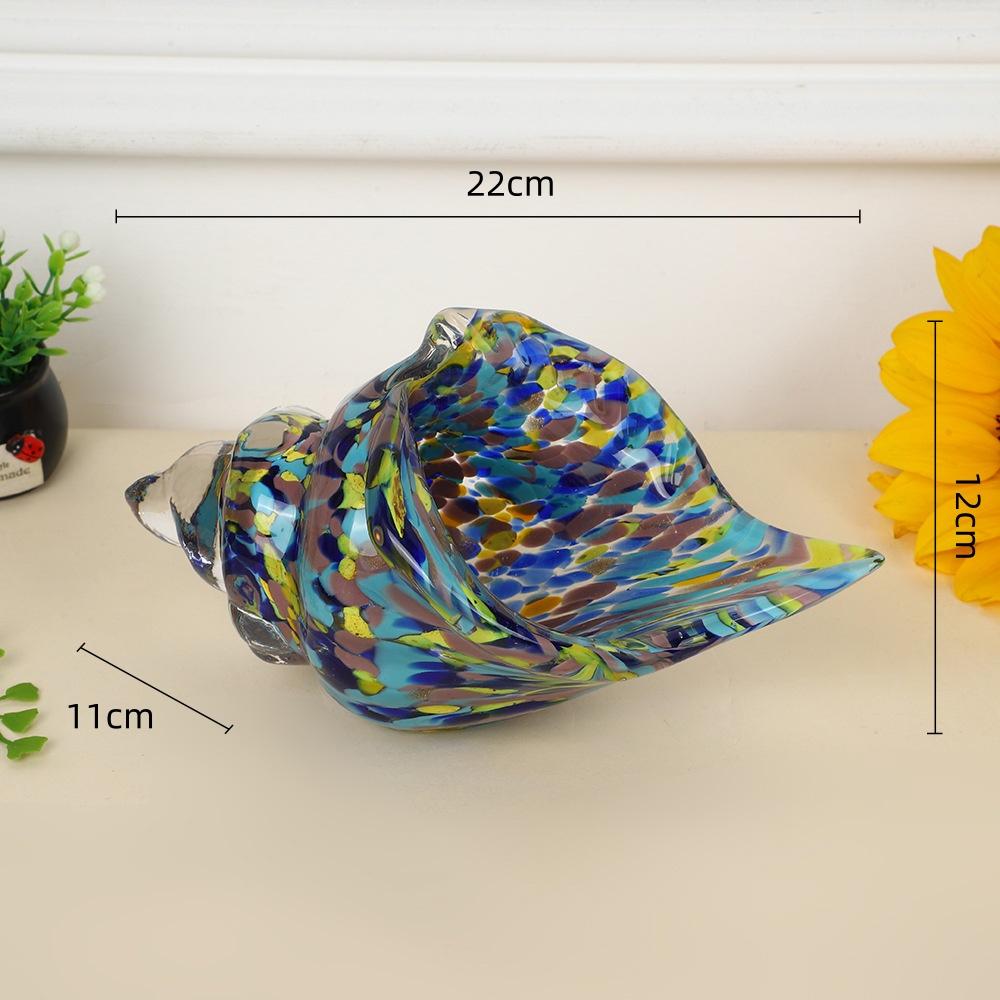 

Glass Conch Figurine Colored Shells Bivalve Shells Glass Handicrafts Simulation Figurine Snail Shellfish Home Decoration