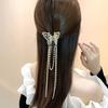 Women Hair Clip Butterflies Shape Long Tassel Hollow Out Rhinestone Faux Pearl Hair Decoration Photograph Prop Anti-slip Bride Lady