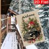 Gd-Dq09050022-1pc Christmas Poinsettia Pine Cone Truck Greets The Holiday Garden Flag_2 (3)-Ideal for Both Indoor And Outdoor Settings, Perfect for Ga