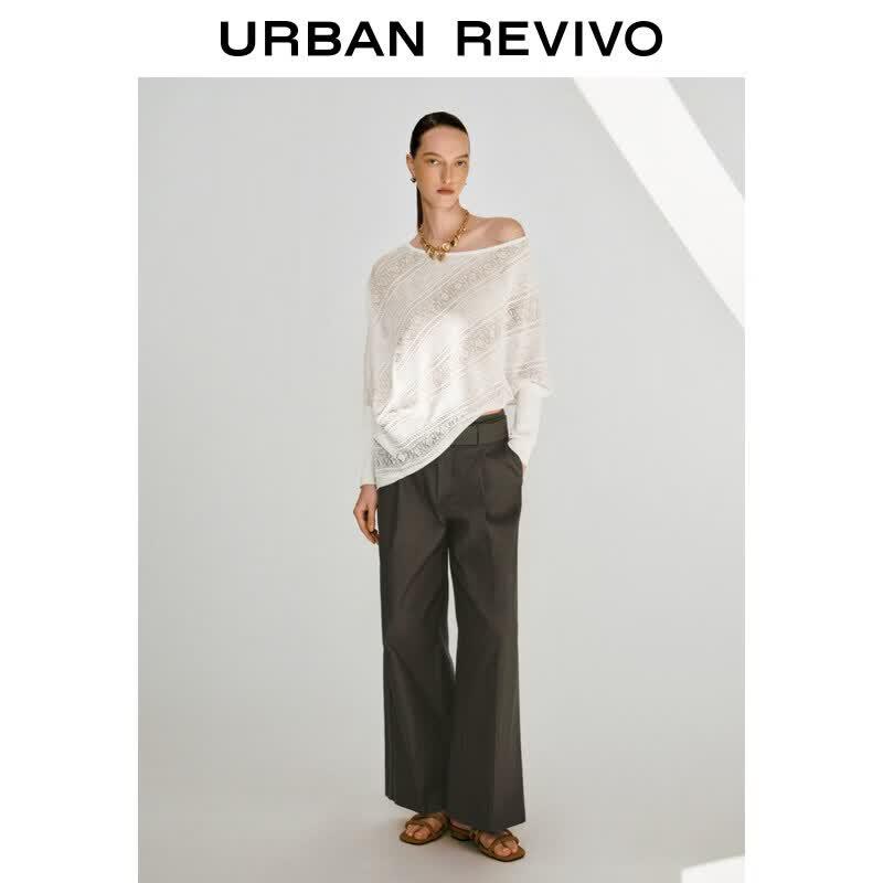 UR Women's Autumn Hollow Out Jacquard Knit Sweater