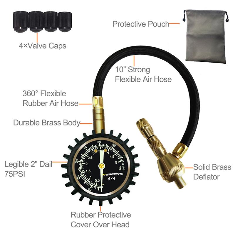 75Psi Auto Tire Tyre Rapid Deflator Pressure Gauge Meter Tool Metal Manometer Barometers Tester Meter For Truck Motorbike