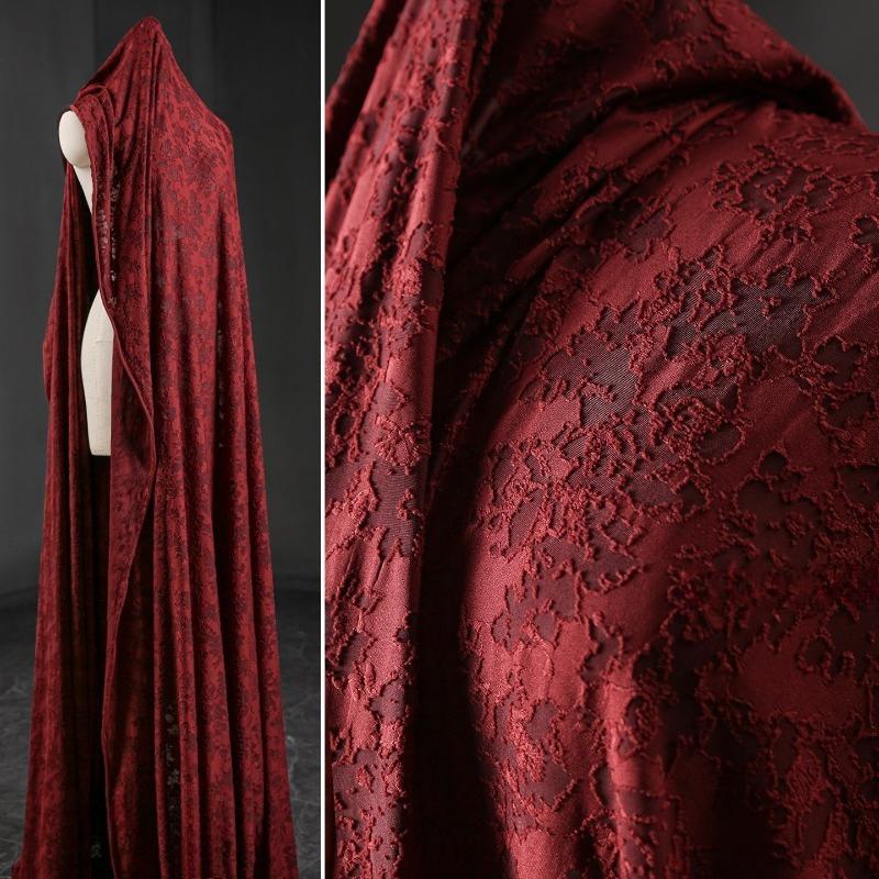 100x155cm Retro Three-dimensional Texture Appliquéd Stretch Knitted Fabric Base Shirt Worn-out for Texture Clothing Designer 50x155cm красный