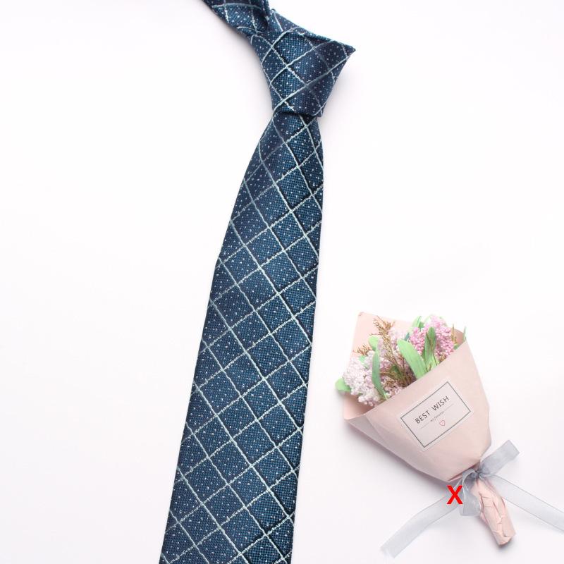 Navy Blue Series Oblique Striped Tie Men'S Business Flower 8Cm Polyester Silk Tie