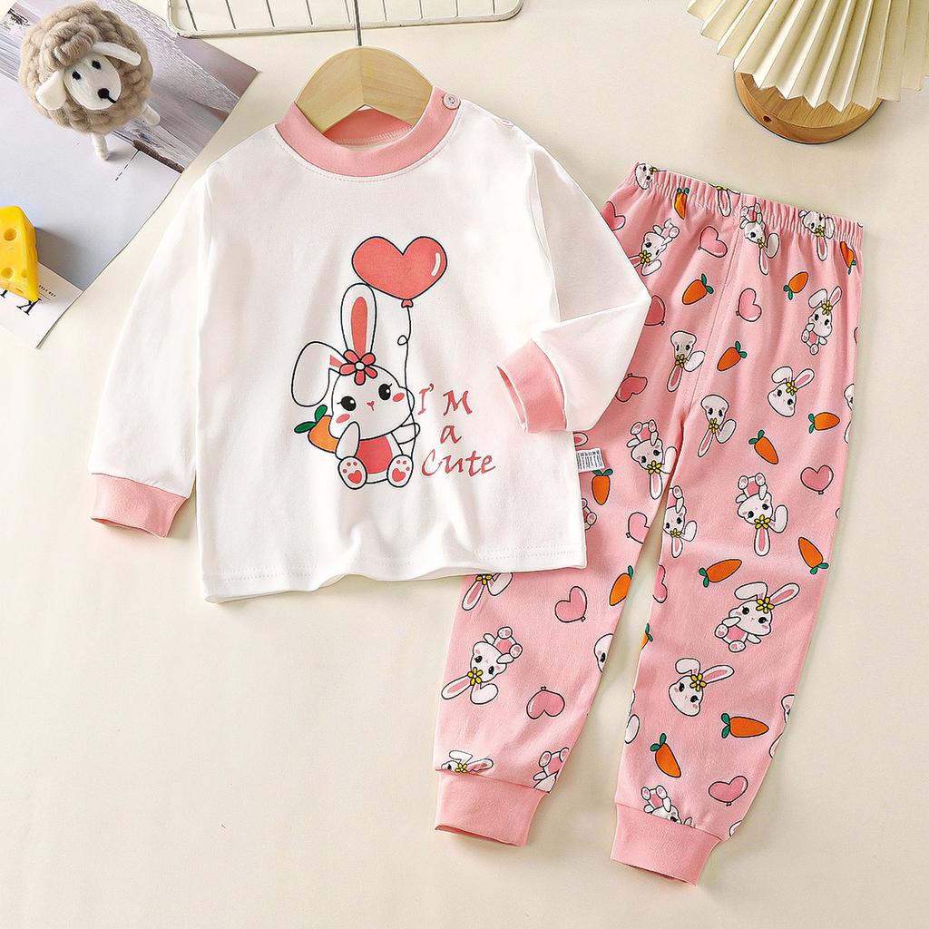Cute Cartoon Design Pure Cotton Sleepwear Set for Boys and Girls - Long Sleeve Top and Pants for Autumn