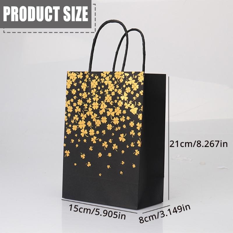 12pcs Kraft Paper Bags with Stylish Hotfoil Embossing Gift Packaging Bags for Weddings and Event Elegant Handbag