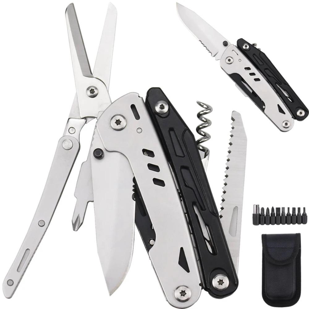 JUNEFOR Camping Multifunktionale Zange EDC Multi-Tool Klappzange Schneidwerkzeuge Handwerkzeuge Großes Messer Schere Zangen Werkzeugsatz Set